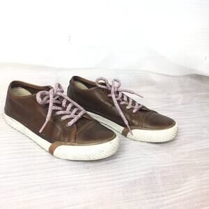 Frye Greene Cognac Leather Sneaker with Red Laces 8